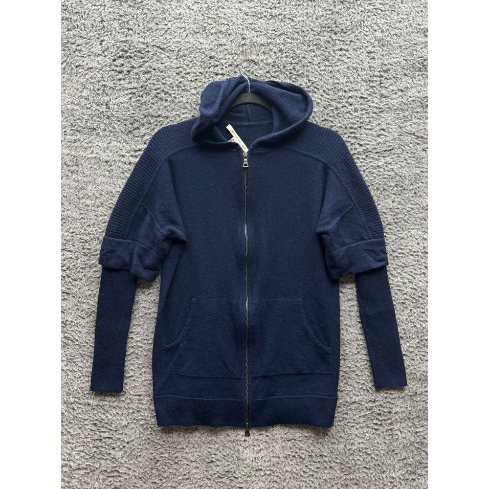 Diane Von Furstenberg Wool Cashmere Full Zip Hoodie Navy Blue Womens Size P / S‎